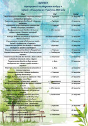 АФИША МЕРОПРИЯТИЙ НА ОТКРЫТОМ ВОЗДУХЕ, ЗАПЛАНИРОВАННЫХ К ПРОВЕДЕНИЮ НА ТЕРРИТОРИИ МО СЕЛЕЦКОЕ В ПЕРИОД С10 АВГУСТА по 17 АВГУСТА 2020г.